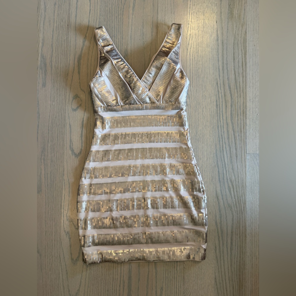 Sequin Gold and Cream Mini Dress